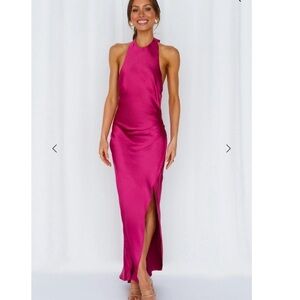Hello Molly Fuchsia Halter Maxi Dress